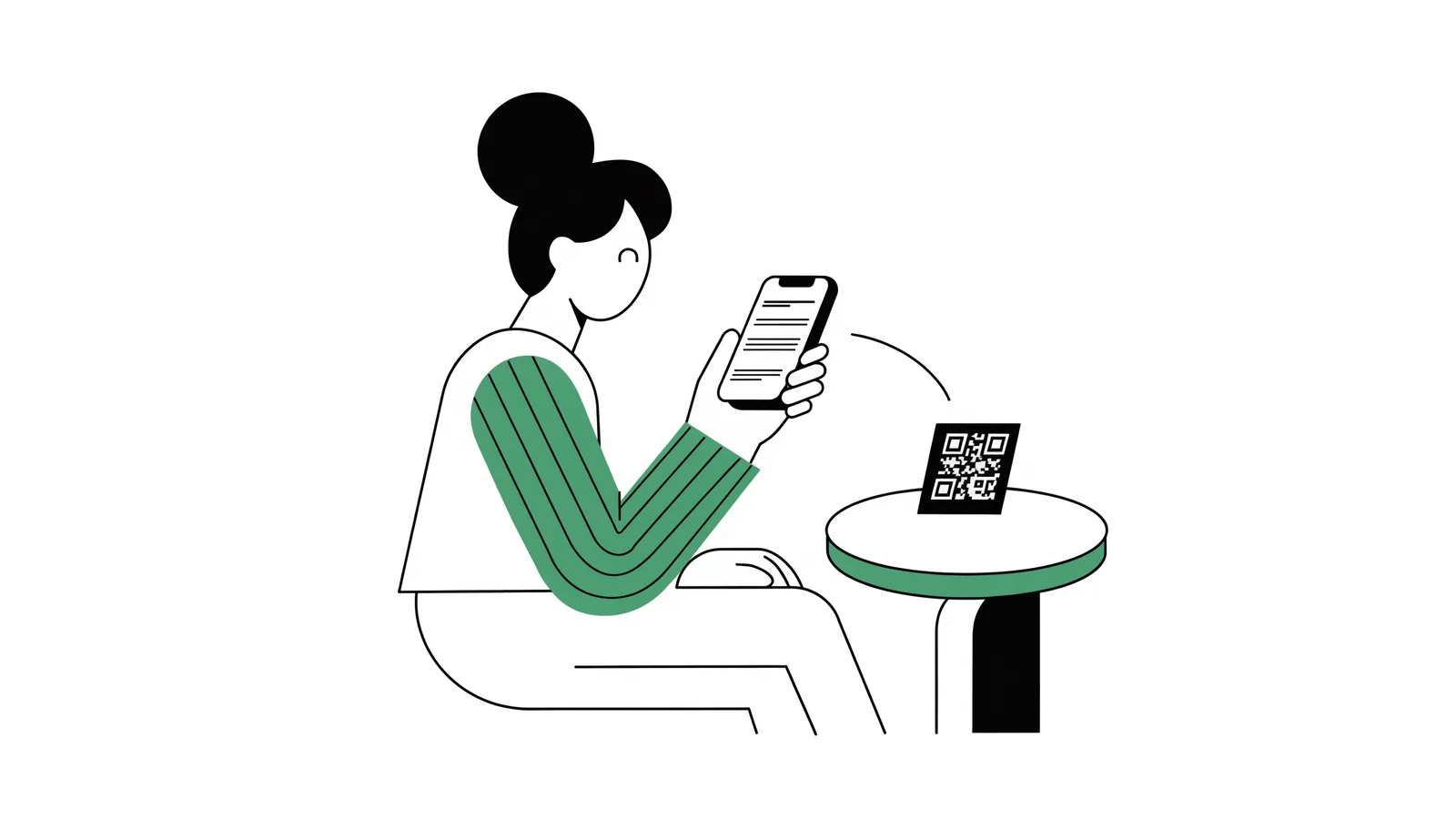 Guest scanning a QR code at a restaurant table to order